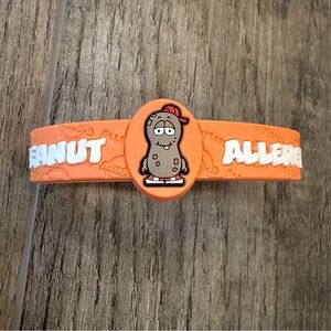 Allermate Peanut Allergy Alert Kids Bracelet Orange Silicon Plastic Snap 3 Sizes